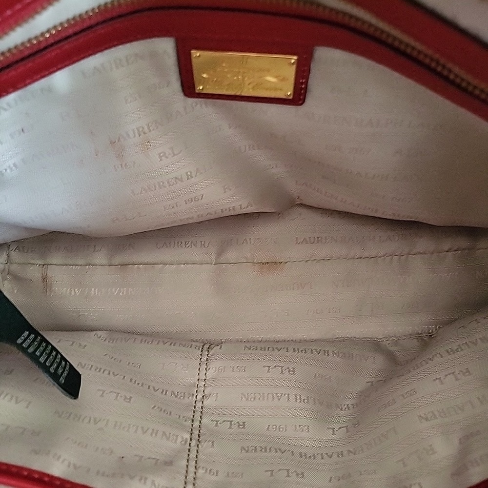 VINTAGE Ralph‎ Lauren Red Initial Logo Pattern Purse - Picture 6 of 16
